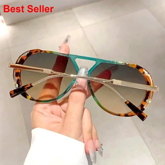 Oversized Pilot Sunglasses Large Square Frame UV Protection Lightweight main image 6